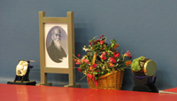 Dojo kamiza, displaying a photo of the founder of aikido, Morhei Ueshiba